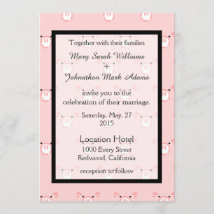 Cute Pink Face Pattern Fun Weddenschap Kaart