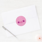 Cute Pink Face Ronde Sticker (Envelop)
