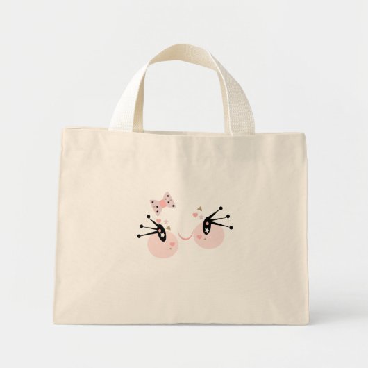 Cute Pink Face Smiling Girl Character Mini Tote Bag (Voorkant)