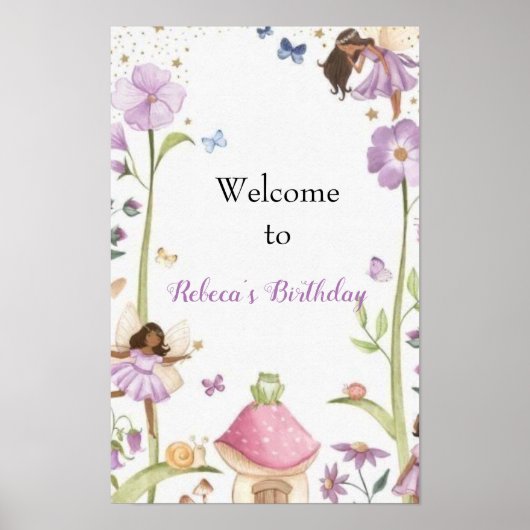 Cute Pink fairy Coquette primer cumpleaños Poster (Voorkant)