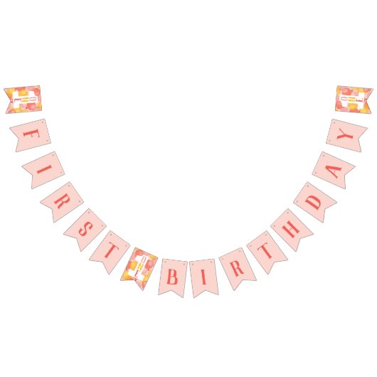 Cute Pink First Birthday Balloon Banner (Alle)