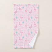 Cute Pink Flamingo and Tropical Planten Pattern Bad Handdoek (Handdoek)