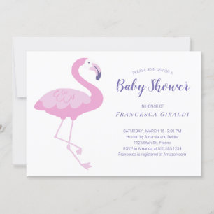 Cute Pink Flamingo Baby shower Kaart