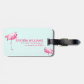 Cute Pink Flamingo Bagagelabel (Achterkant horizontaal)