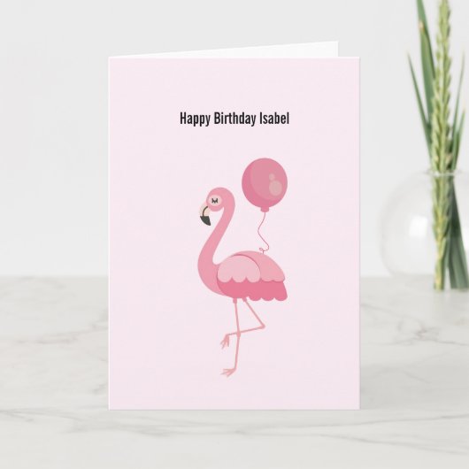 Cute Pink Flamingo Birthday Card Kaart (Voorkant)