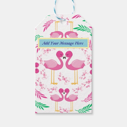 Cute Pink Flamingo Cadeaulabel (Voorkant)
