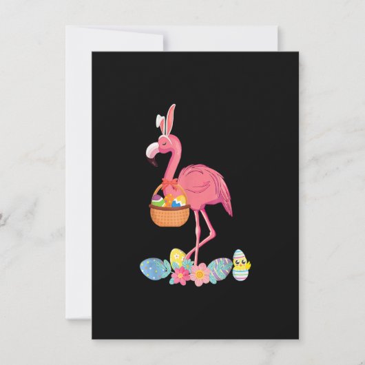 Cute Pink Flamingo Easter Eggs Basket, Funny Flami Kaart (Voorkant)