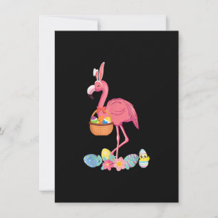 Cute Pink Flamingo Easter Eggs Basket, Funny Flami Kaart