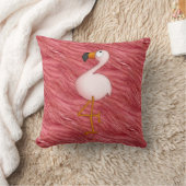 Cute Pink Flamingo & Feathers Pattern Pillow Kussen (Deken)
