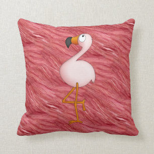 Cute Pink Flamingo & Feathers Pattern Pillow Kussen
