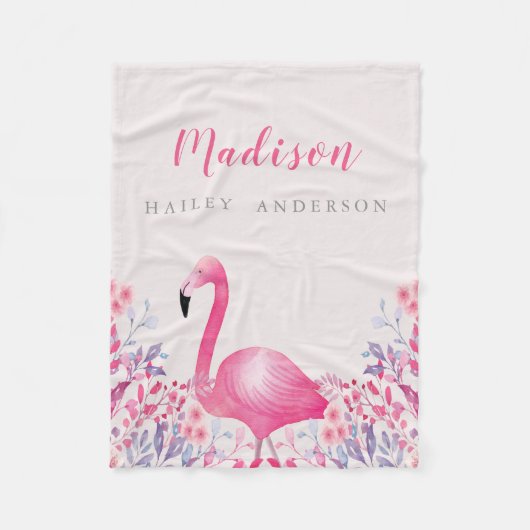 Cute Pink Flamingo Fleece Blanket (Voorkant)