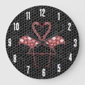 Cute Pink Flamingo Grote Klok (Voorkant)