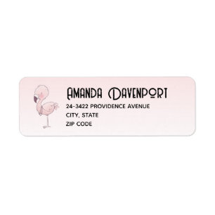 Cute Pink Flamingo Illustratie Etiket