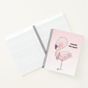 Cute Pink Flamingo Illustratie Notitieboek