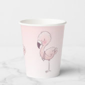 Cute Pink Flamingo Illustratie Papieren Bekers (Achterkant)
