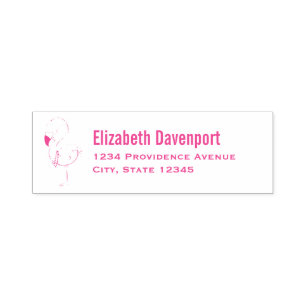 Cute Pink Flamingo Illustratie Zelfinktende Stempel