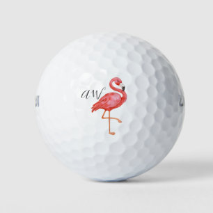 Cute Pink Flamingo Monogrammed Golfballen
