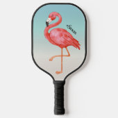 Cute Pink Flamingo Monogrammed Pickleball Paddle (Voorkant)