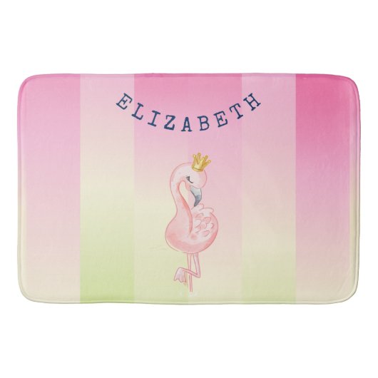 Cute Pink Flamingo Ombre Striped Badmat (Voorkant)