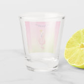 Cute Pink Flamingo Ombre Striped Shot Glas (Achterkant)