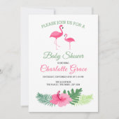 Cute Pink Flamingo Personalized Baby shower Kaart (Voorkant)