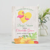 Cute Pink Flamingo Personalized Baby shower Kaart (Staand voorkant)