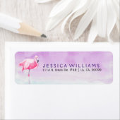 Cute Pink Flamingo Waterverven Illustratie Etiket (Insitu)