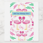 Cute Pink Flamingo Wijn Etiket (Enkel label)