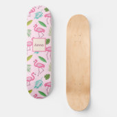 Cute Pink Flamingo with Tropical Leaves custom Skateboard (Voorkant)