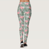 Cute Pink Flamingoes Palm Leafs Pattern Leggings (Achterkant)