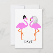 Cute Pink Flamingos Bride & Groom Wedding Kaart (Voorkant)