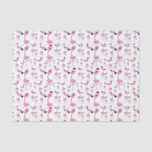 Cute Pink Flamingos Santa Hats Pattern Tissuepapier (Voorkant)
