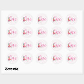 Cute Pink Floral Baby eerste verjaardag Ronde Sticker (Vel)