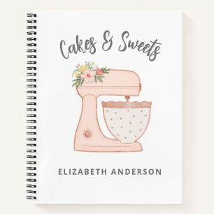 Cute Pink Floral Bakery Cake Mixer Notitieboek