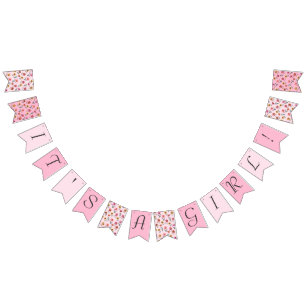 Cute Pink Floral Het is een Girl Baby shower Decor Vlaggetjes