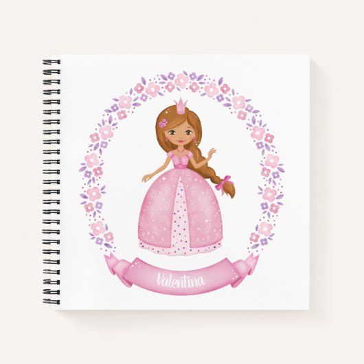 Cute Pink Floral Princess Notitieboek (Voorkant)