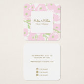 Cute Pink Floral Script Vierkante Visitekaartjes (Voorkant /achterkant)
