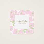 Cute Pink Floral Script Vierkante Visitekaartjes (Voorkant)
