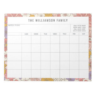 Cute Pink Floral Simple Family Planner Agenda Notitieblok