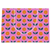 Cute Pink Flower Pattern Trendy Chic Groot Cadeauzakje (Voorkant)