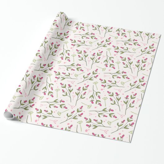 Cute Pink Flowers Pattern Cadeaupapier (Uitgerold)