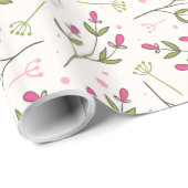 Cute Pink Flowers Pattern Cadeaupapier (Rol Hoek)