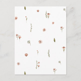 Cute Pink Flowers Spring Floral Card. Briefkaart
