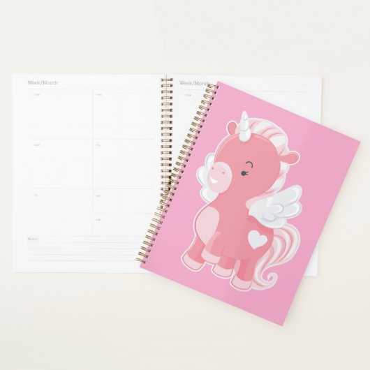 Cute Pink Flying Unicorn Pegacorn Planner (Display)