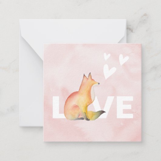 Cute Pink Fox Valentijnsdag Notitiekaartje (Voorkant)