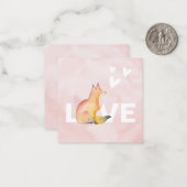 Cute Pink Fox Valentijnsdag Notitiekaartje (Voorkant / Achterkant in situ)