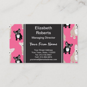 Cute Pink French Bulldog Pattern Visitekaartje