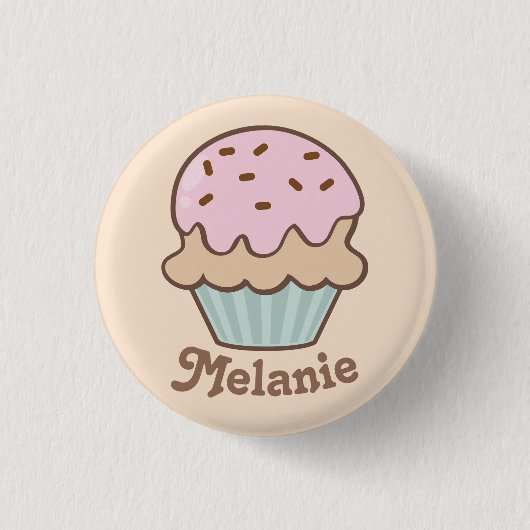 Cute Pink Frosting Cupcake Personalised Ronde Button 3,2 Cm (Voorkant)