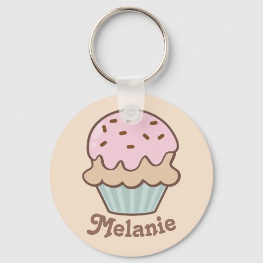 Cute Pink Frosting Cupcake Speciaal Sleutelhanger (Voorkant)