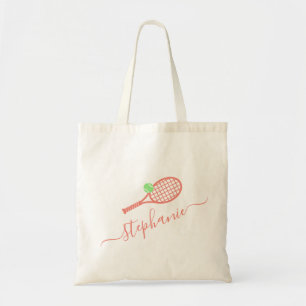 Cute Pink gepersonaliseerde Feminine Tennis Monogr Tote Bag